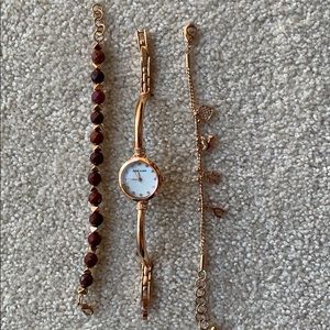 Anne Klein Rose Gold Bangle Bracelet Watch Set
